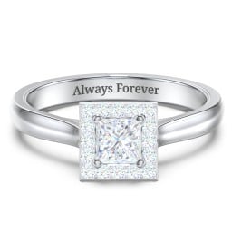 Classic Halo Solitaire Diamond Engagement Ring