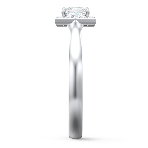 Classic Halo Solitaire Diamond Engagement Ring – 14K White Gold with Lab Diamond