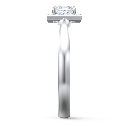 Classic Halo Solitaire Diamond Engagement Ring – 14K White Gold with Lab Diamond
