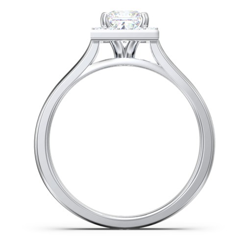 Classic Halo Solitaire Diamond Engagement Ring – 14K White Gold with Lab Diamond