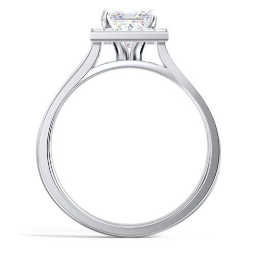 Classic Halo Solitaire Diamond Engagement Ring – 14K White Gold with Lab Diamond