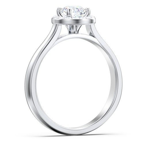 Classic Halo Solitaire Diamond Engagement Ring – 14K White Gold with Lab Diamond