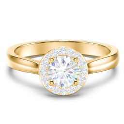 Classic Halo Solitaire Diamond Engagement Ring in 10K Solid Yellow Gold