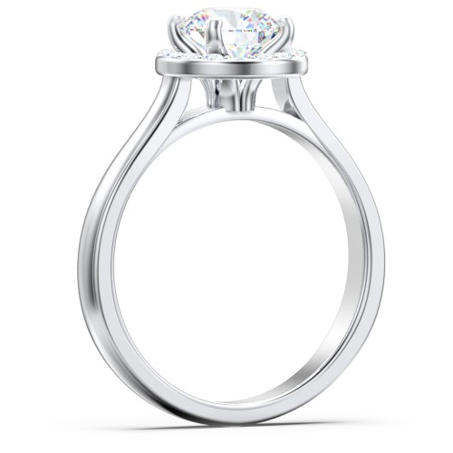 Classic Halo Solitaire Diamond Engagement Ring – 14K White Gold with Lab Diamond