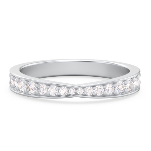 Tapered Half Eternity Diamond Band – 14K White Gold with Lab Diamond