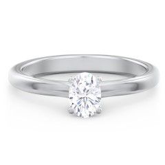 Solitaire Diamond Engagement Ring with Personalized Initials – 14K White Gold