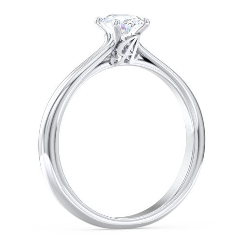 Solitaire Diamond Engagement Ring with Personalized Initials – 14K White Gold