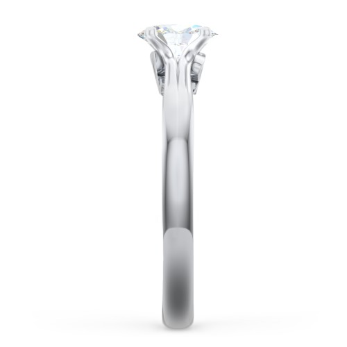 Solitaire Diamond Engagement Ring with Personalized Initials – 14K White Gold