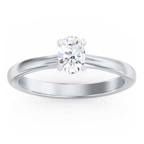 Solitaire Diamond Engagement Ring with Personalized Initials – 14K White Gold