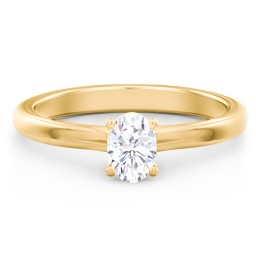 Solitaire Diamond Engagement Ring with Personalized Initials in 10K Solid Yellow Gold