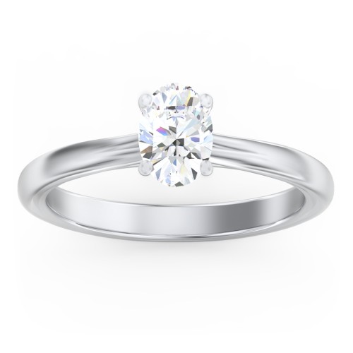 Solitaire Diamond Engagement Ring with Personalized Initials – 14K White Gold