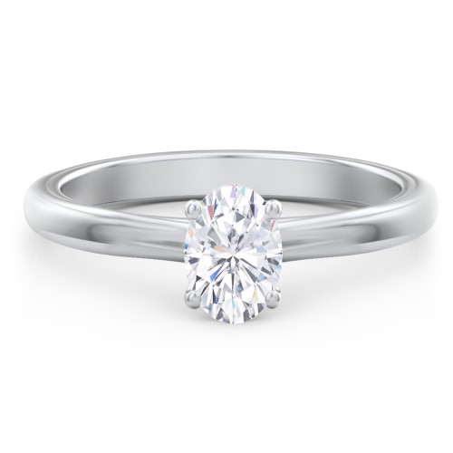 Solitaire Diamond Engagement Ring with Personalized Initials – 14K White Gold
