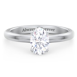 Solitaire Diamond Engagement Ring with Personalized Initials