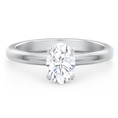 Solitaire Diamond Engagement Ring with Personalized Initials – 14K White Gold