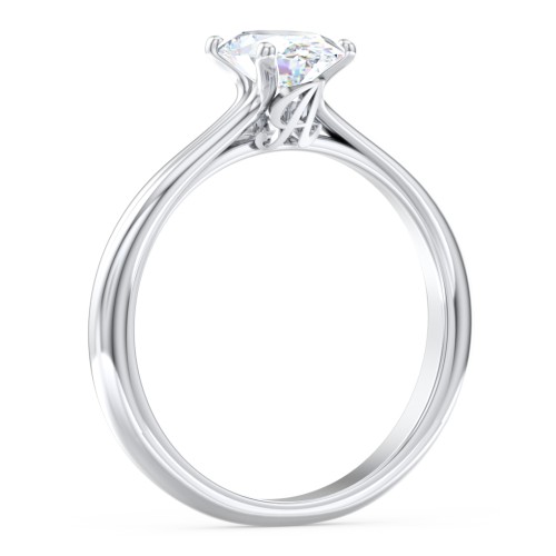 Solitaire Diamond Engagement Ring with Personalized Initials – 14K White Gold