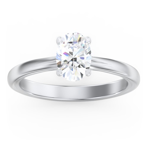 Solitaire Diamond Engagement Ring with Personalized Initials – 14K White Gold