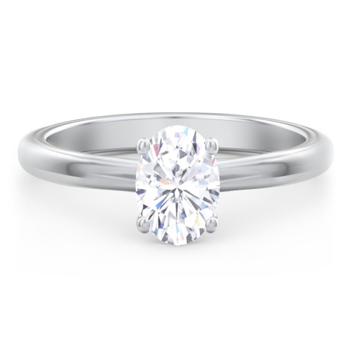 Solitaire Diamond Engagement Ring with Personalized Initials – 14K White Gold