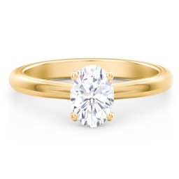 Solitaire Diamond Engagement Ring with Personalized Initials in 10K Solid Yellow Gold