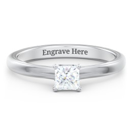 Solitaire Diamond Engagement Ring with Personalized Initials