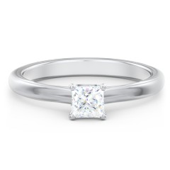Solitaire Diamond Engagement Ring with Personalized Initials – 14K White Gold