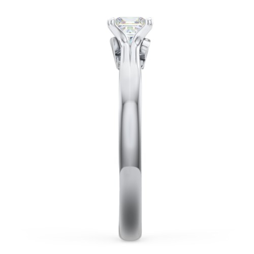 Solitaire Diamond Engagement Ring with Personalized Initials – 14K White Gold