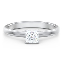 Solitaire Diamond Engagement Ring with Personalized Initials – 14K White Gold