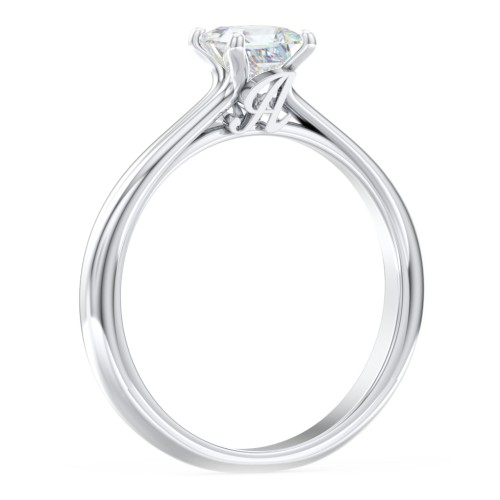 Solitaire Diamond Engagement Ring with Personalized Initials – 14K White Gold