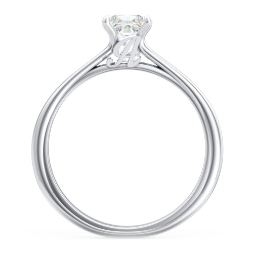 Solitaire Diamond Engagement Ring with Personalized Initials – 14K White Gold