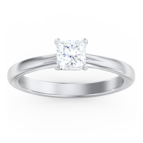 Solitaire Diamond Engagement Ring with Personalized Initials – 14K White Gold