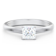 Solitaire Diamond Engagement Ring with Personalized Initials – 14K White Gold