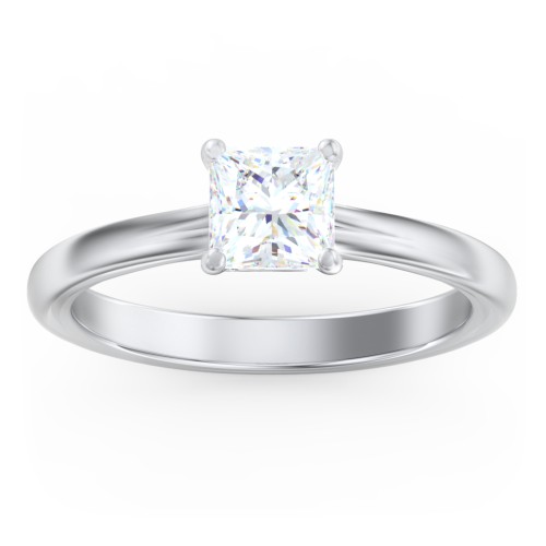 Solitaire Diamond Engagement Ring with Personalized Initials – 14K White Gold