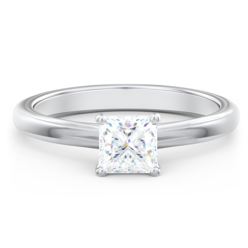 Solitaire Diamond Engagement Ring with Personalized Initials – 14K White Gold