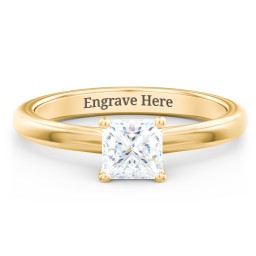 Solitaire Diamond Engagement Ring with Personalized Initials in 10K Solid Yellow Gold with 04LABDIAM-PC-1.00-SI1-F-G