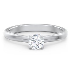 Solitaire Diamond Engagement Ring with Personalized Initials – 14K White Gold