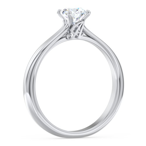 Solitaire Diamond Engagement Ring with Personalized Initials – 14K White Gold