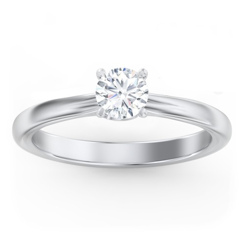 Solitaire Diamond Engagement Ring with Personalized Initials – 14K White Gold