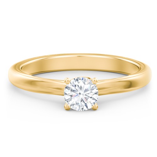Solitaire Diamond Engagement Ring with Personalized Initials – 10K Yellow Gold