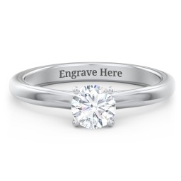 Solitaire Diamond Engagement Ring with Personalized Initials