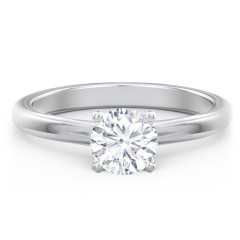 Solitaire Diamond Engagement Ring with Personalized Initials – 14K White Gold