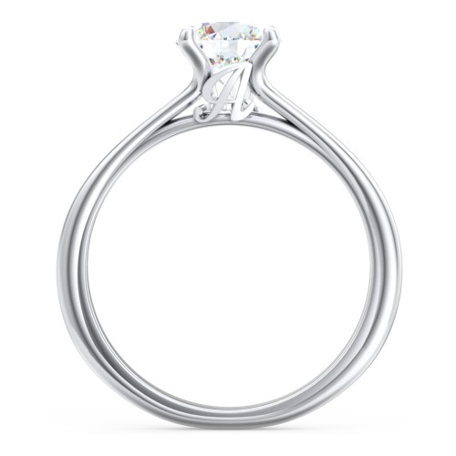 Solitaire Diamond Engagement Ring with Personalized Initials – 14K White Gold