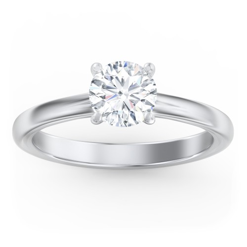 Solitaire Diamond Engagement Ring with Personalized Initials – 14K White Gold