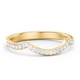 Arched Diamond Accent Wedding Band in 10K Solid Yellow Gold with Lab Diamond
