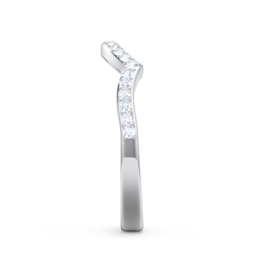 Arched Diamond Accent Wedding Band – 14K White Gold with Lab Diamond