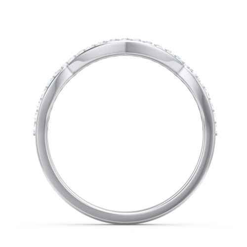 Arched Diamond Accent Wedding Band – 14K White Gold with Lab Diamond