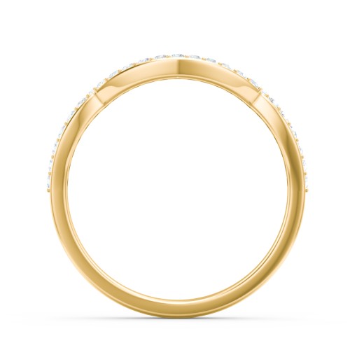 Arched Diamond Accent Wedding Band – 10K Yellow Gold with Lab Diamond