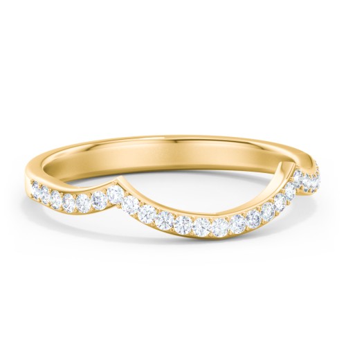 Arched Diamond Accent Wedding Band – 10K Yellow Gold with Lab Diamond