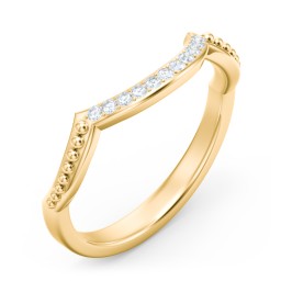 Diamond Accent Arched Wedding Band in 10K Solid Yellow Gold