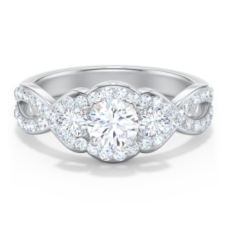 Halo 3 stone diamond rings Clearance