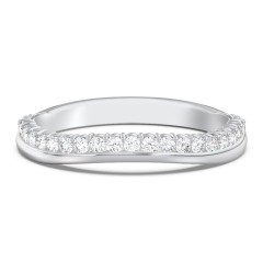 Curved Half Eternity Diamond Band – 14K White Gold with Lab Diamond