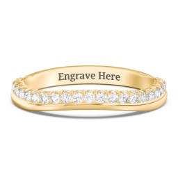 Curved Half Eternity Diamond Band in 10K Solid Yellow Gold with Lab Diamond